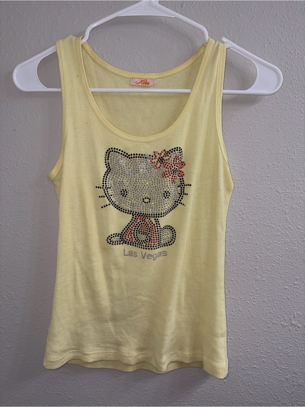Hello Kitty Las Vegas Embellished Yellow Tank Top -